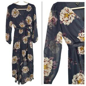 Lily Rose Ladies Sheer Long Sleeve V Neck Dress Size XS